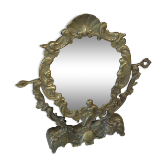 Mirror in bronze and brass 26x19cm