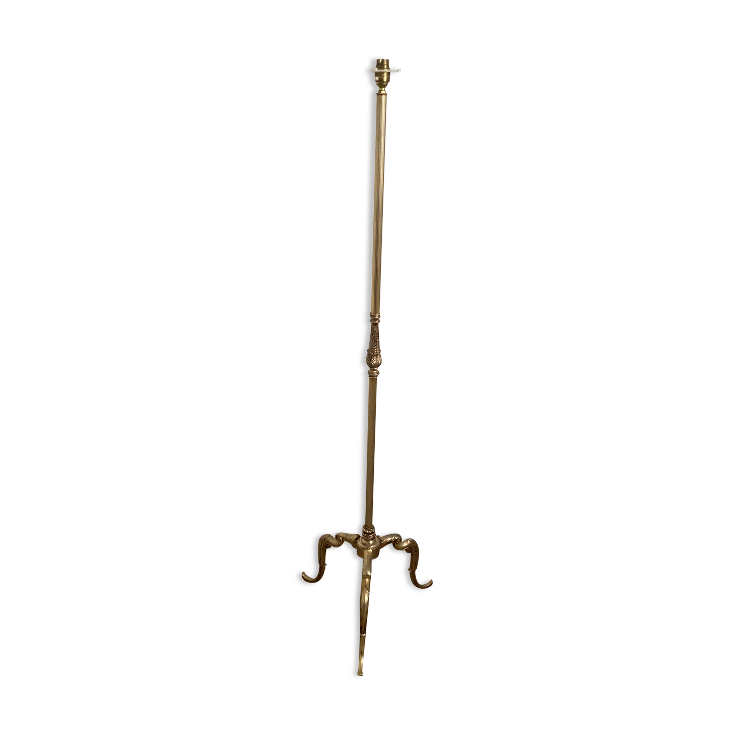 Vintage golden brass tripod floor lamp