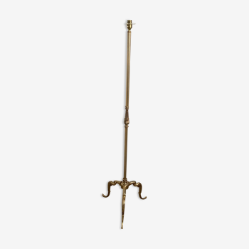 Vintage golden brass tripod floor lamp