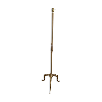 Vintage golden brass tripod floor lamp