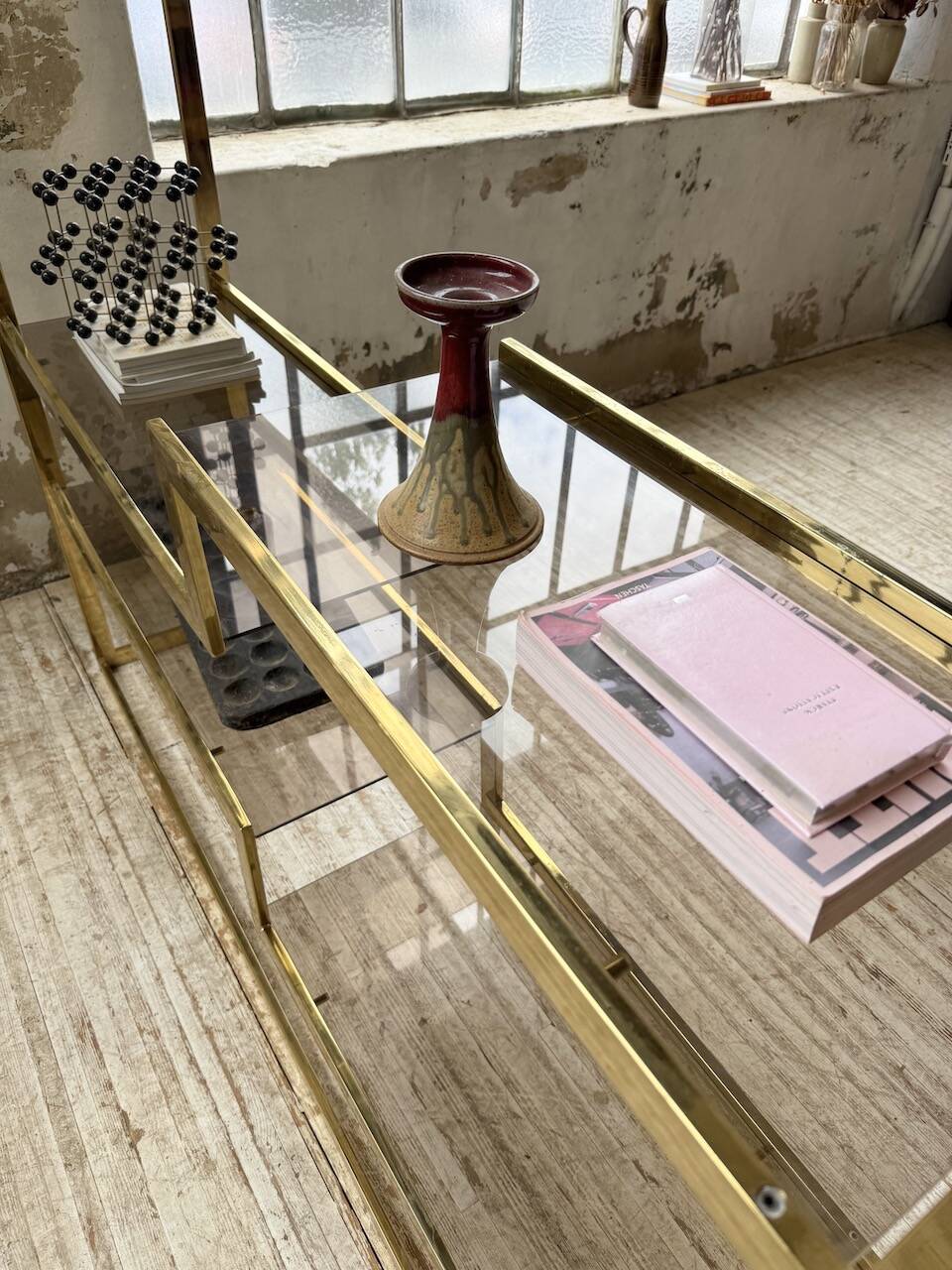 Brass shelf 1970 Belgo Chrom regency