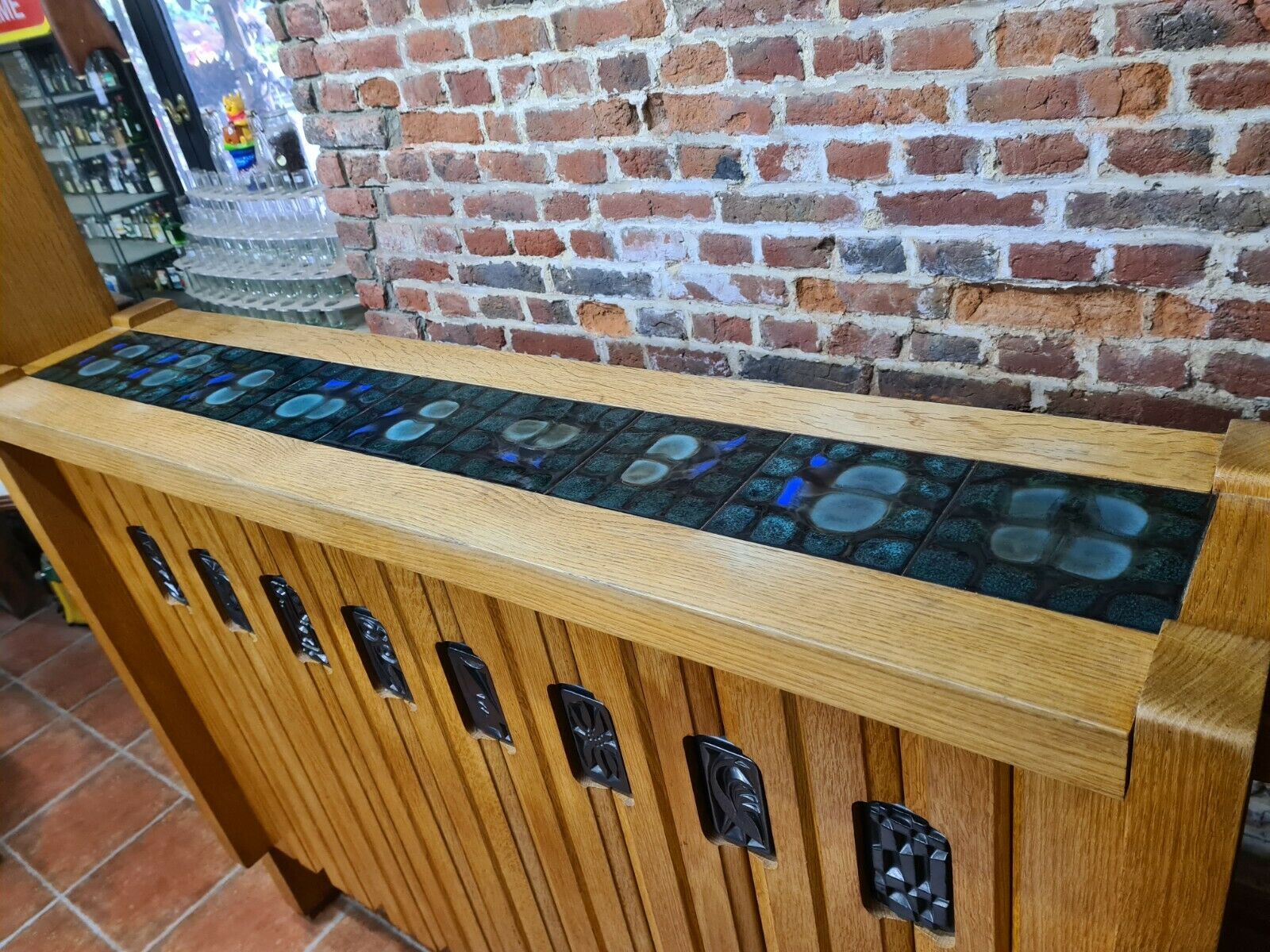 Vintage oak bar Guillerme et Chambron