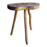 Tabouret bois brutaliste chêne