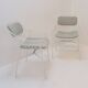 Ensemble de 8 fauteuils modernes en acier laqué blanc