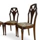 Ensemble de 6 chaises de salle à manger en noyer sculpté Art Déco, années 1920/1930
