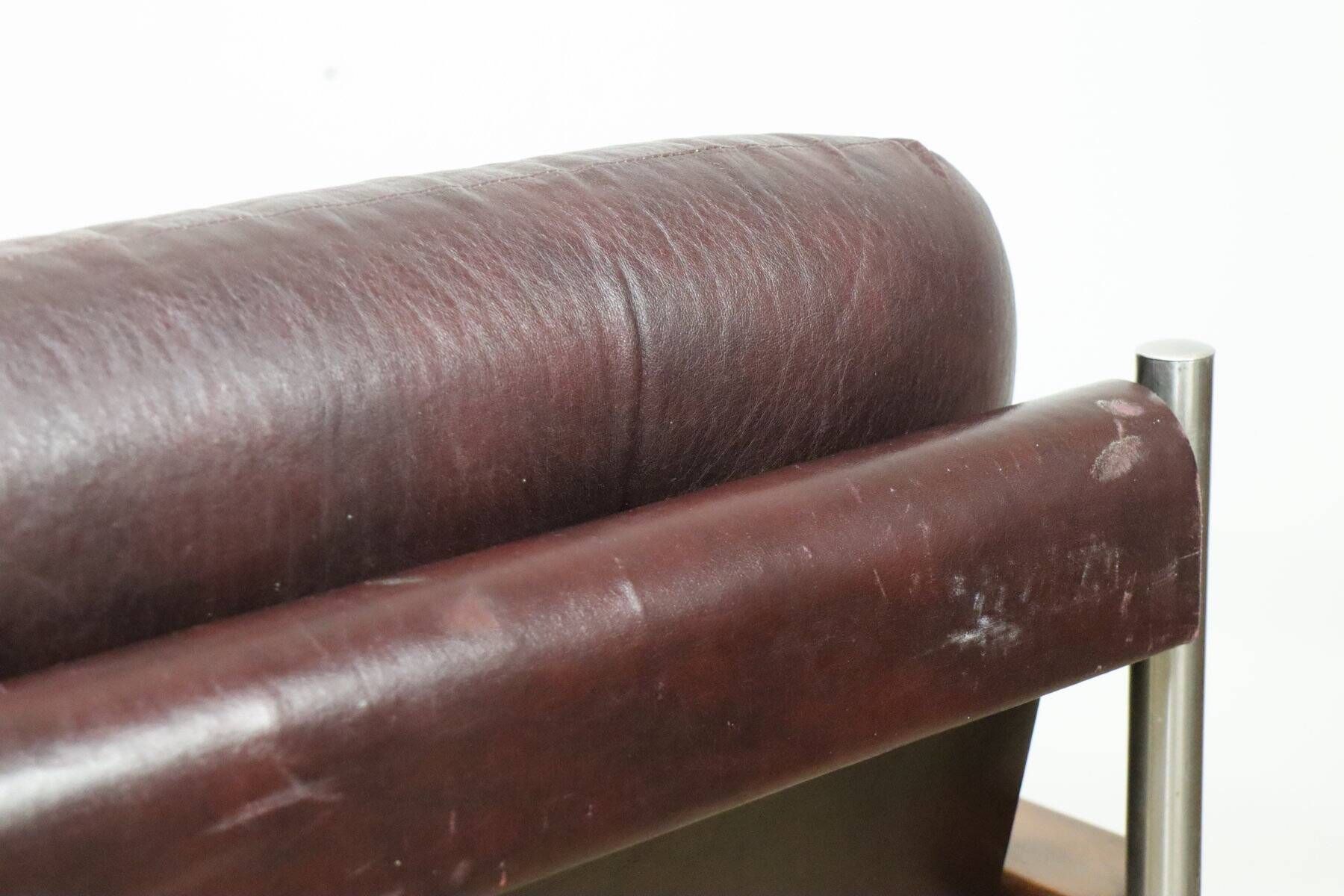 Vintage Bauhaus style armchair in leatherette and metal, 1970