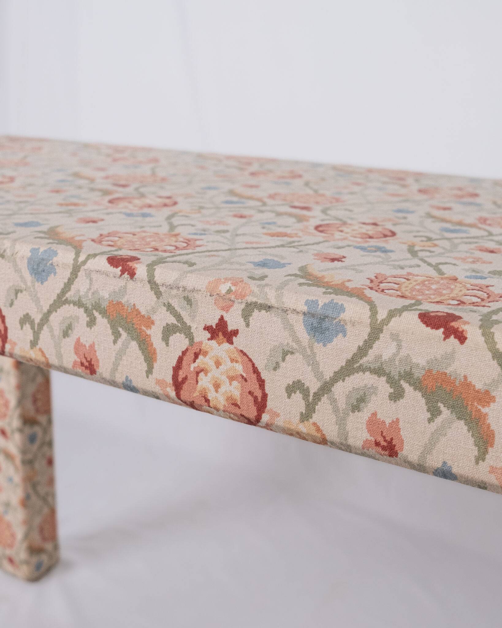 Console or desk set with its upholstered stool, Parsons style, 1980s.