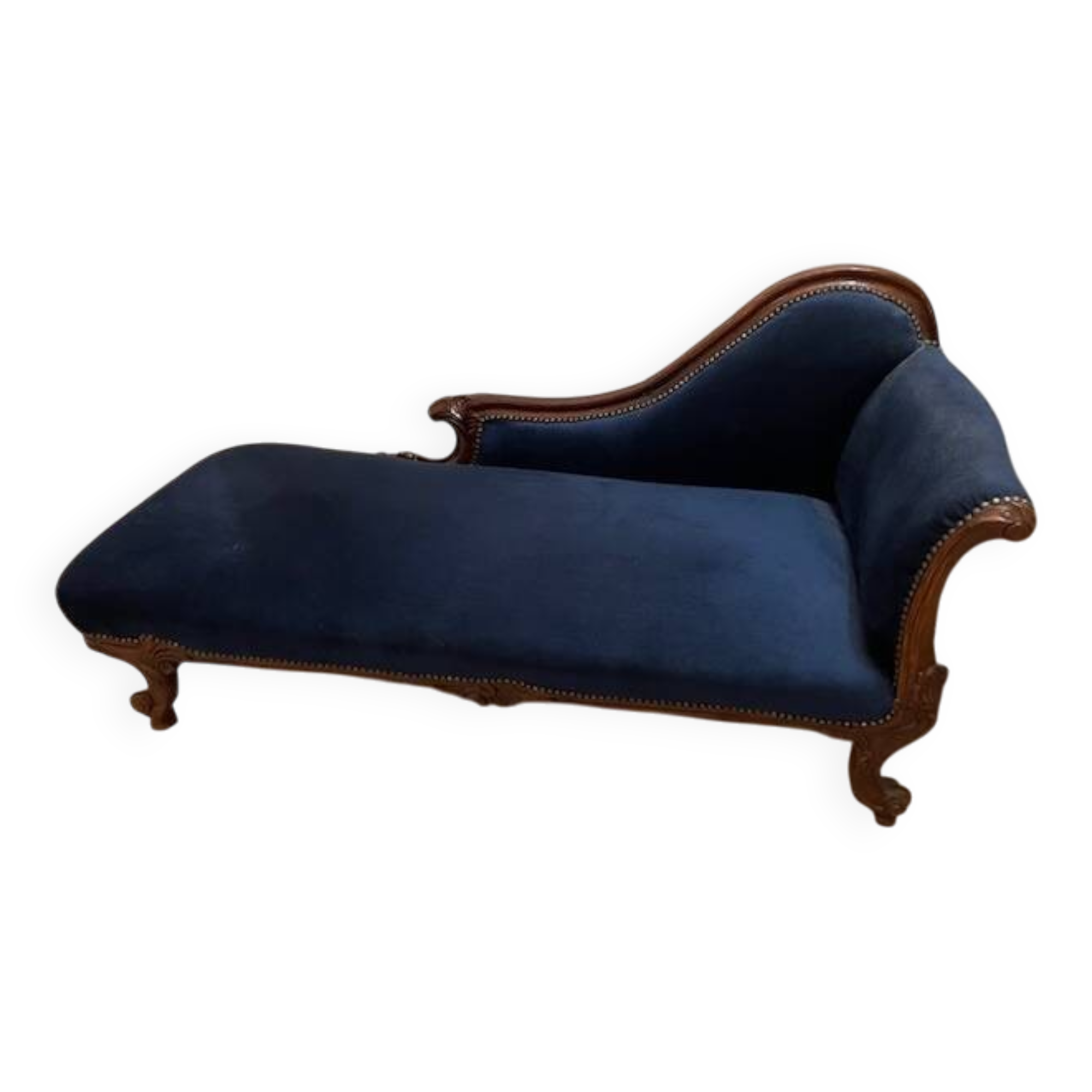 Méridienne en acajou et velours bleu