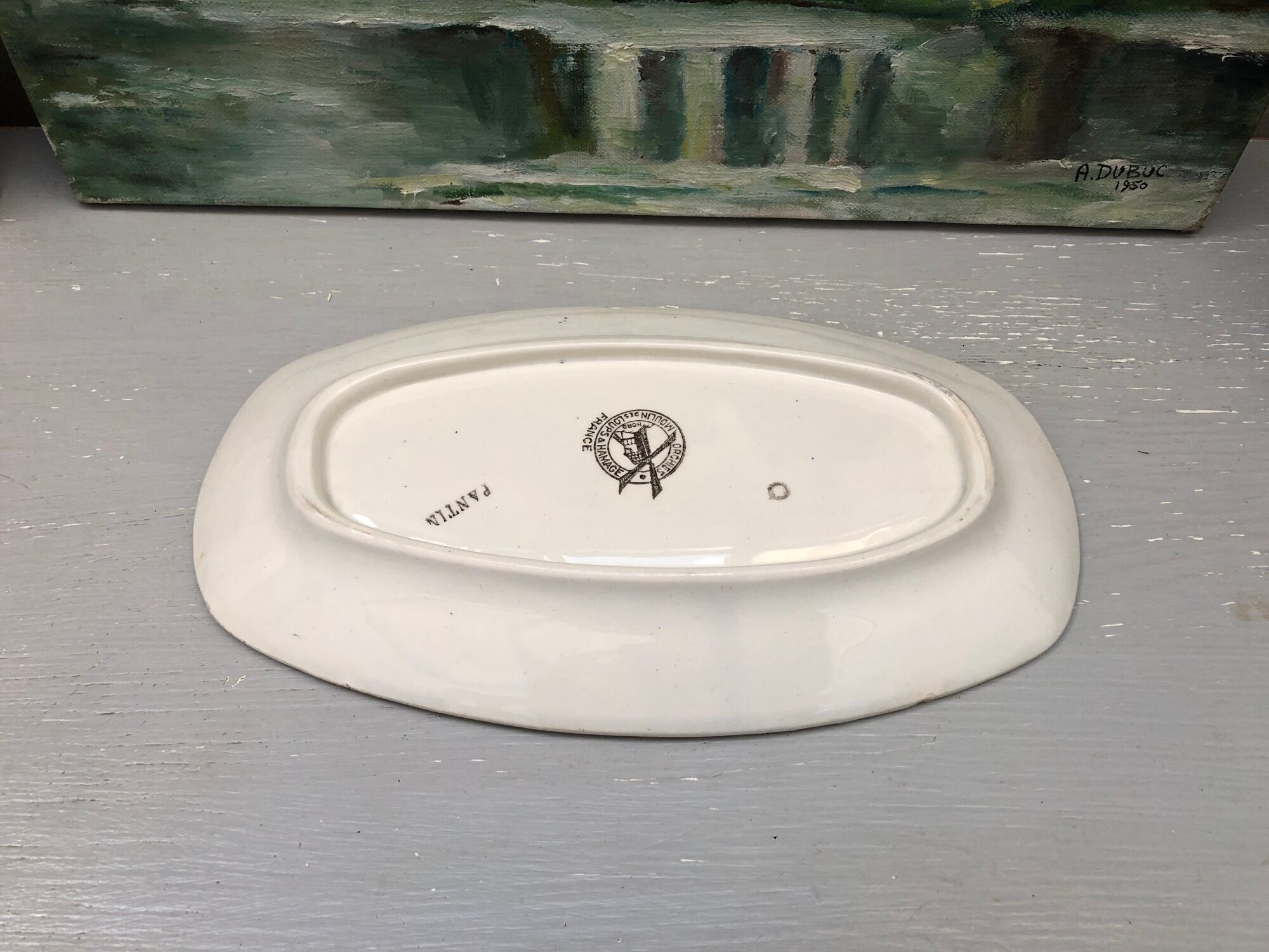 Ravier dish signed Moulin des loups Hamage Orchies Nord France model Pantin