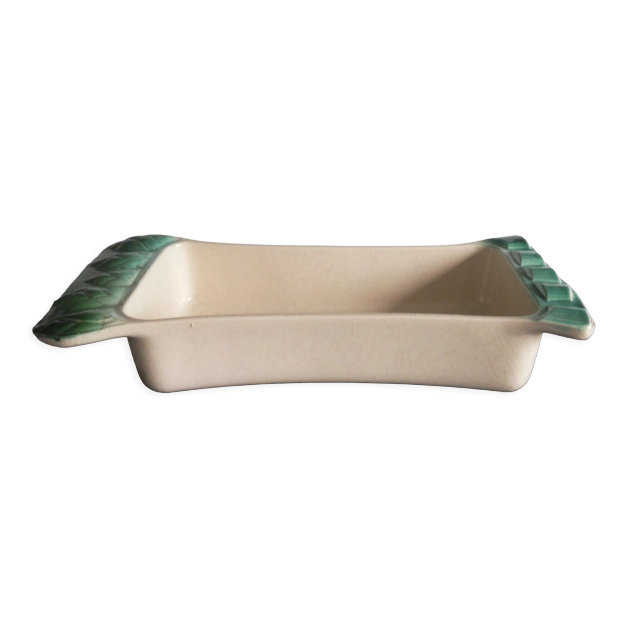 Earthenware terrine-shaped asparagus dish