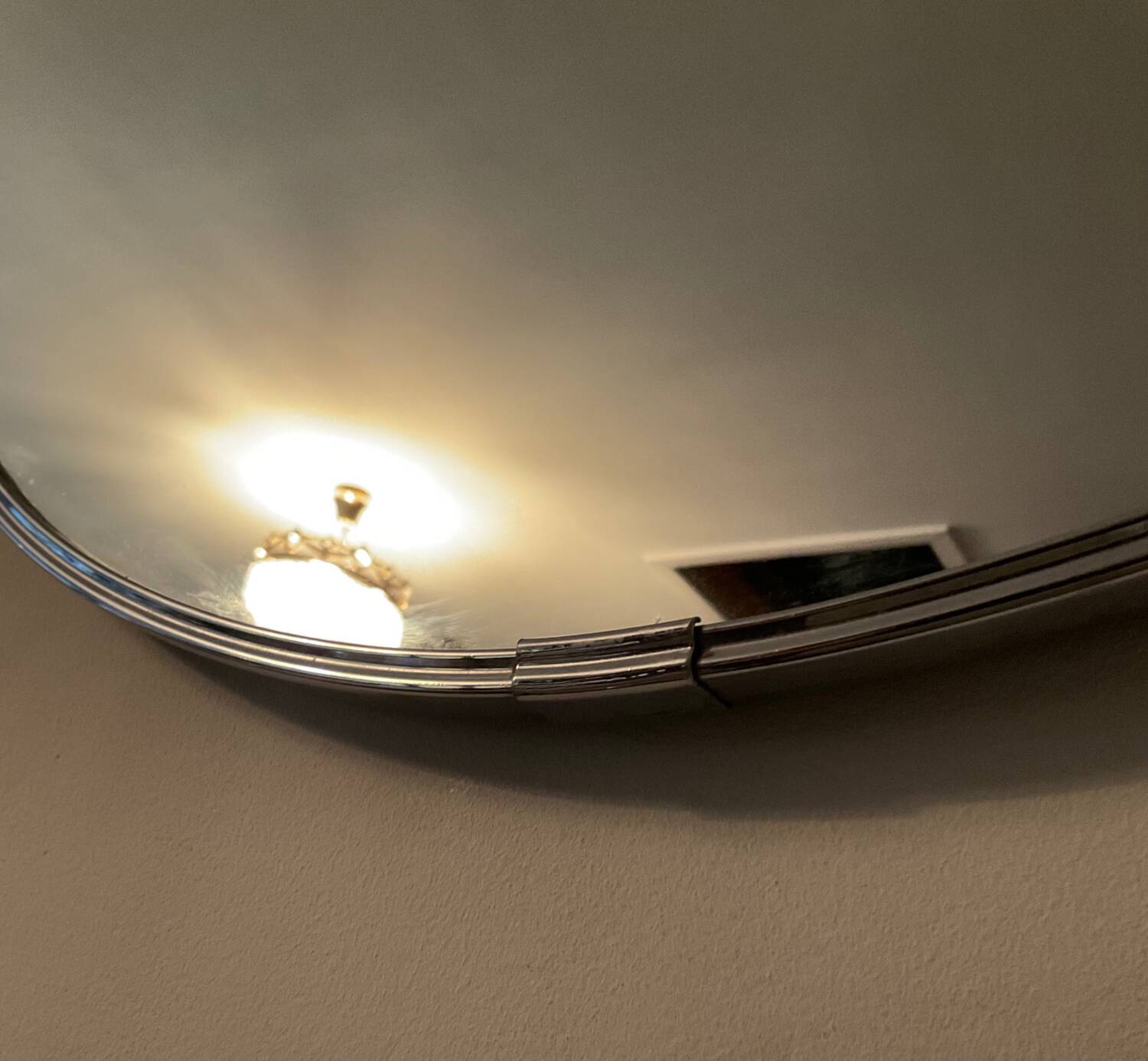 Round stainless steel mirror from the 60s