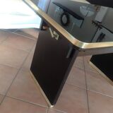 Table basse avec plateau en verre noir relevable et rallonges années 40-50