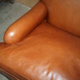 Two-seater leather armchair in Howard style by George Smith.