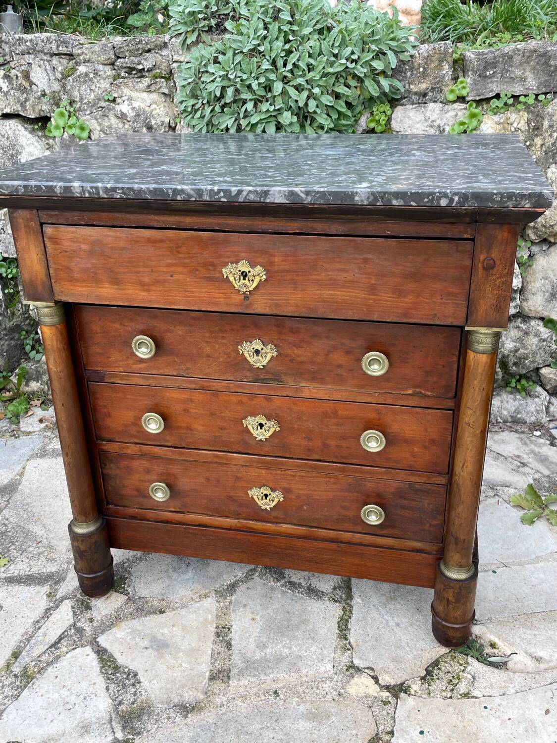 Small empire style mahogany chest of drawers