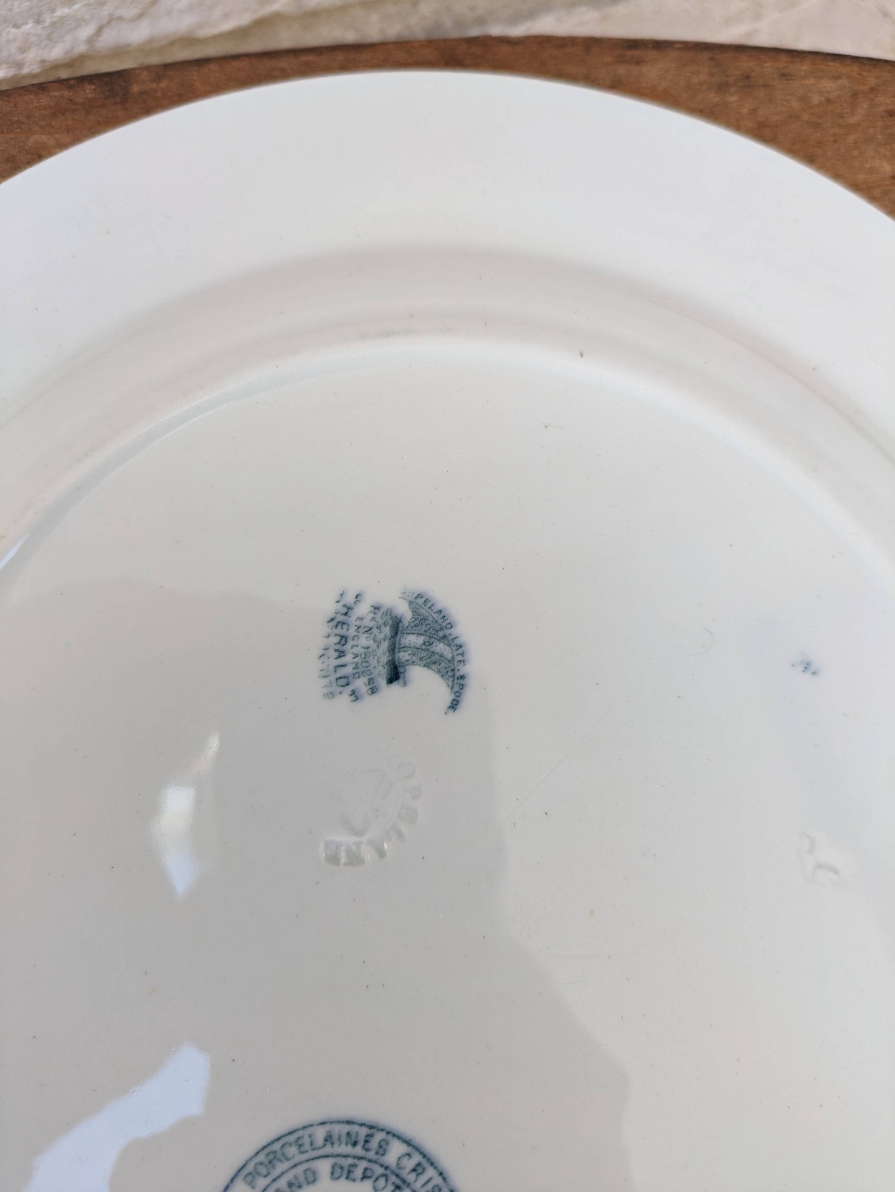 Old plate E. Bourgeois Earthenware Porcelain Crystals