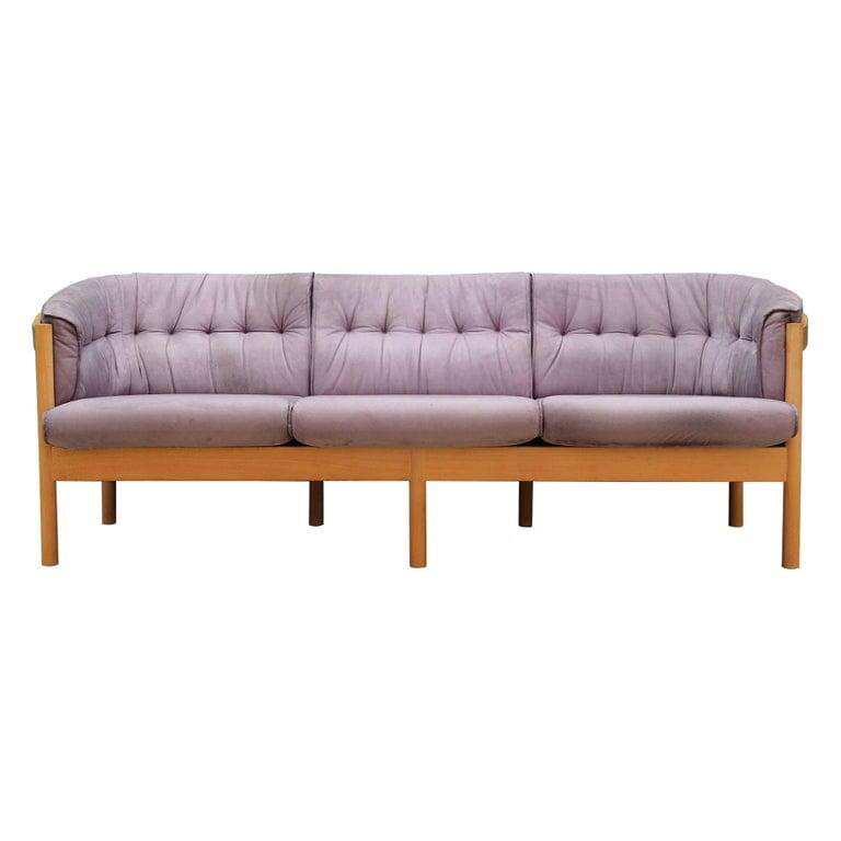 Lilac velour sofa, Danish design, 1970s, production: Denmark