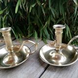 Pair of brass candle holders