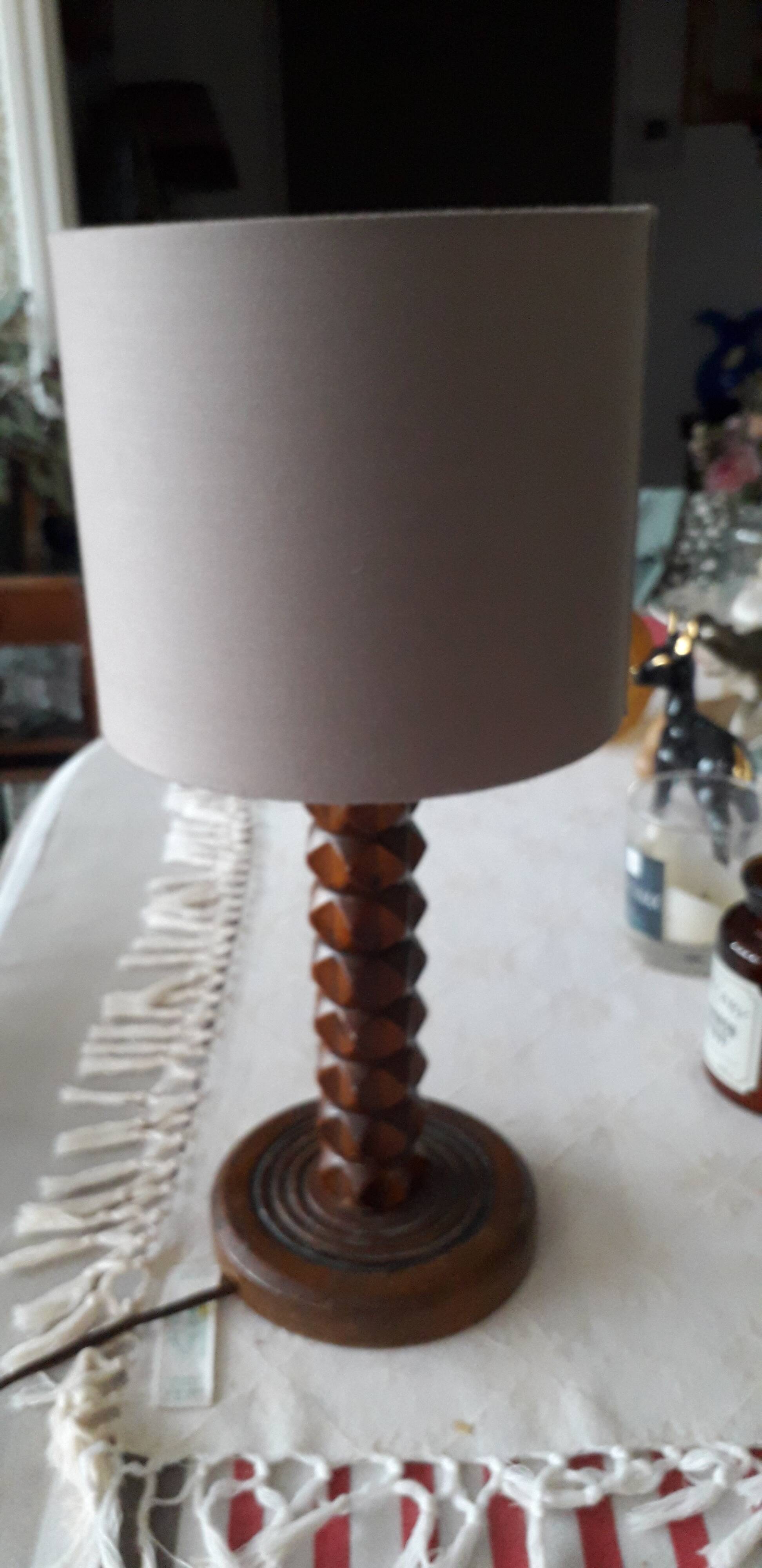 Antique carved wooden lamp
