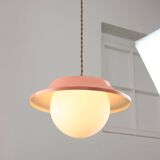 Mid-Century Italian Pink Metal and Brass Pendant Lamp