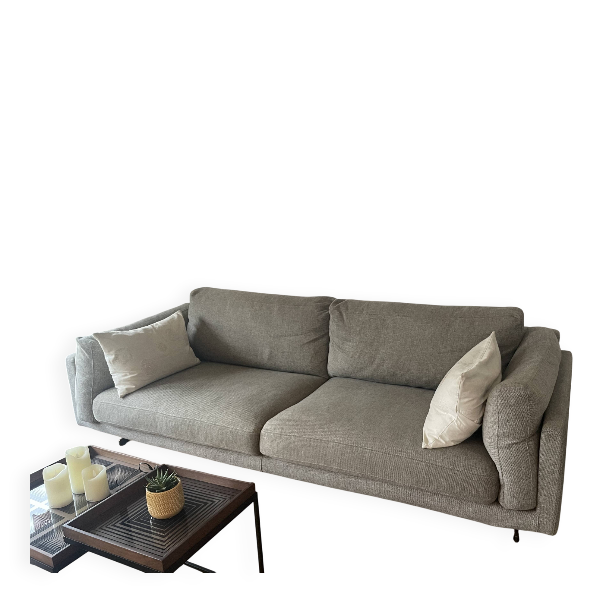 4-seater canapé AM PM model César in Cappuccino Tweed fabric