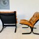 Vintage norwegian mid century leather Seista chairs by Ingmar Relling