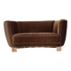 1960s, Danish 2-seater curved sofa, brown furniture velour.