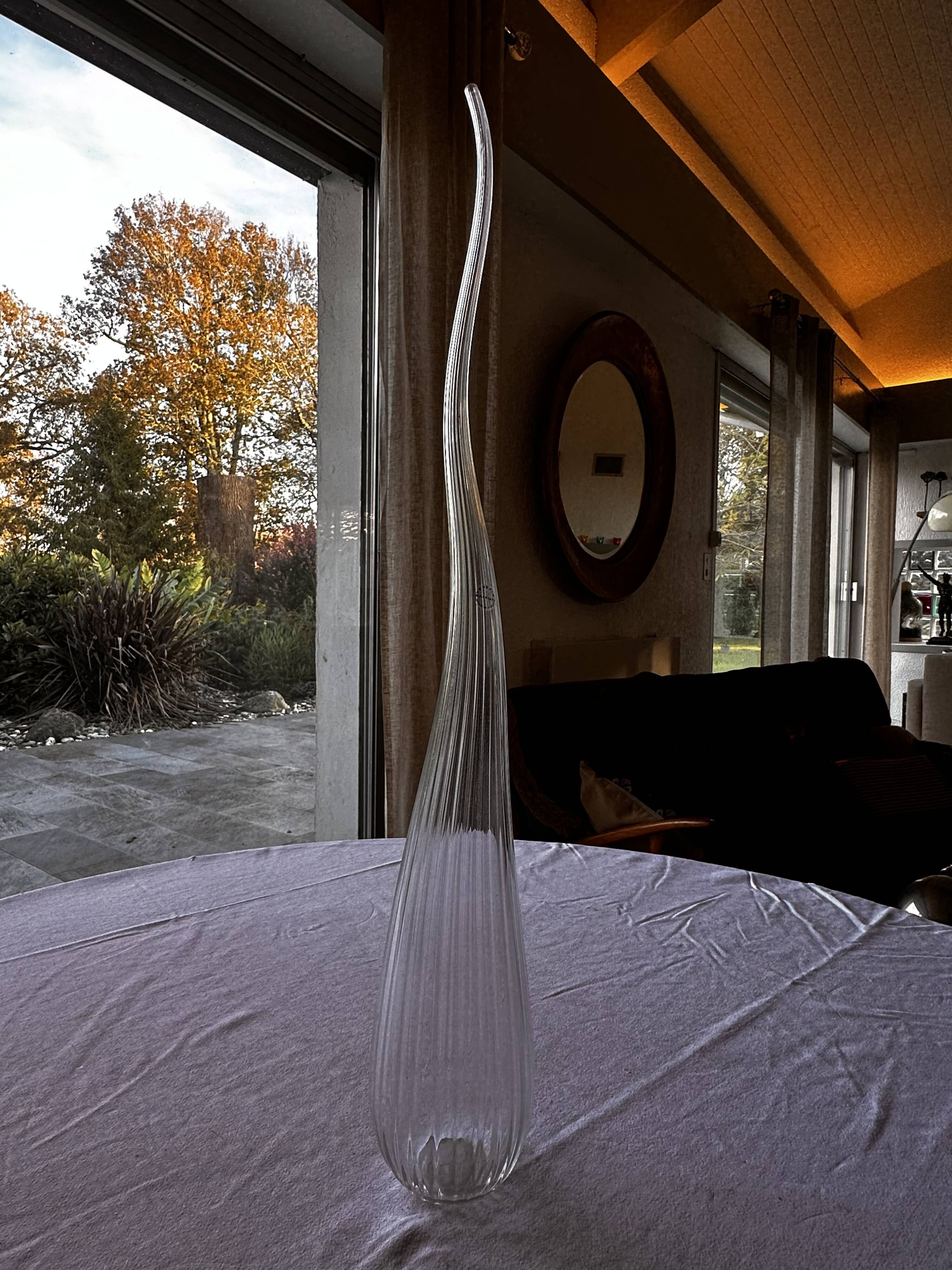 Salviati soliflore vase Aria Piccolo model in transparent ribbed glass