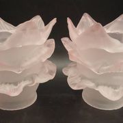 Paire de tulipes en pâte de verre couleur rose pâle
