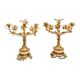 Pair of Louis XV Rocaille Style Candle Holders in Gilded Bronze and Marble