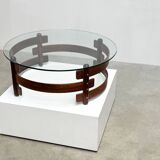 Table basse ronde en palissandre, années 1970