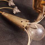 Pair sconces metal dore décor stars Lunel vintage 1950