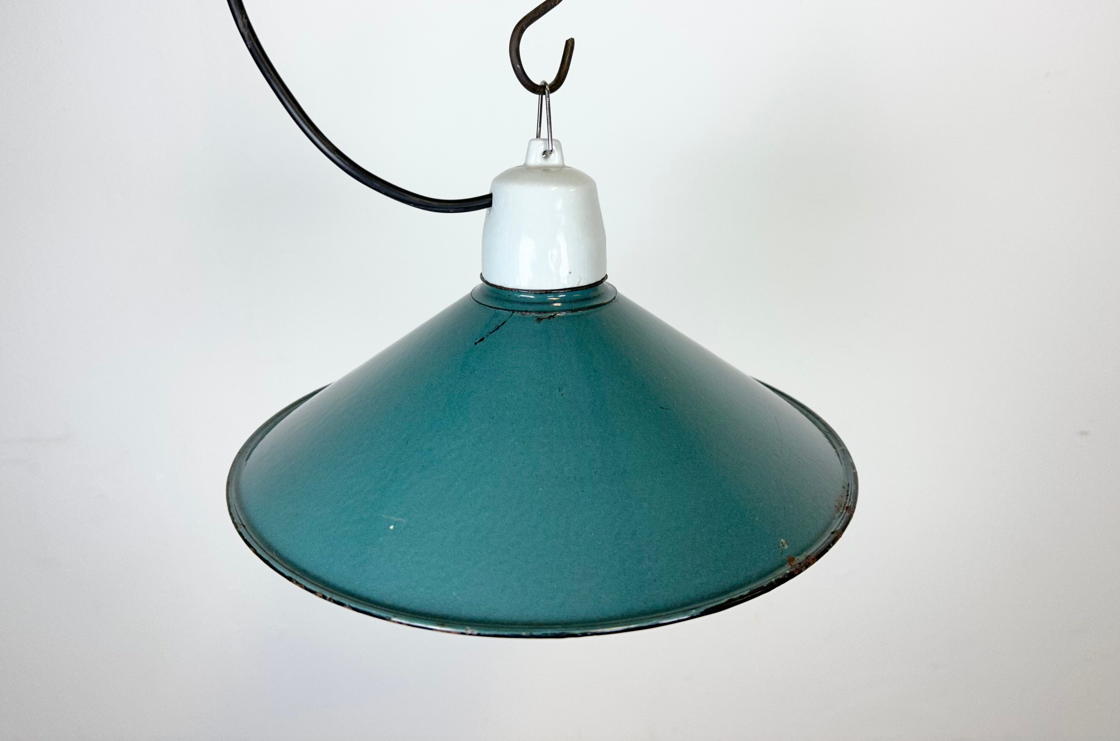 Industrial petrol enamel pendant light, 1970s