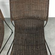 Pair of rattan and steel wire armchairs by frederick weinberg