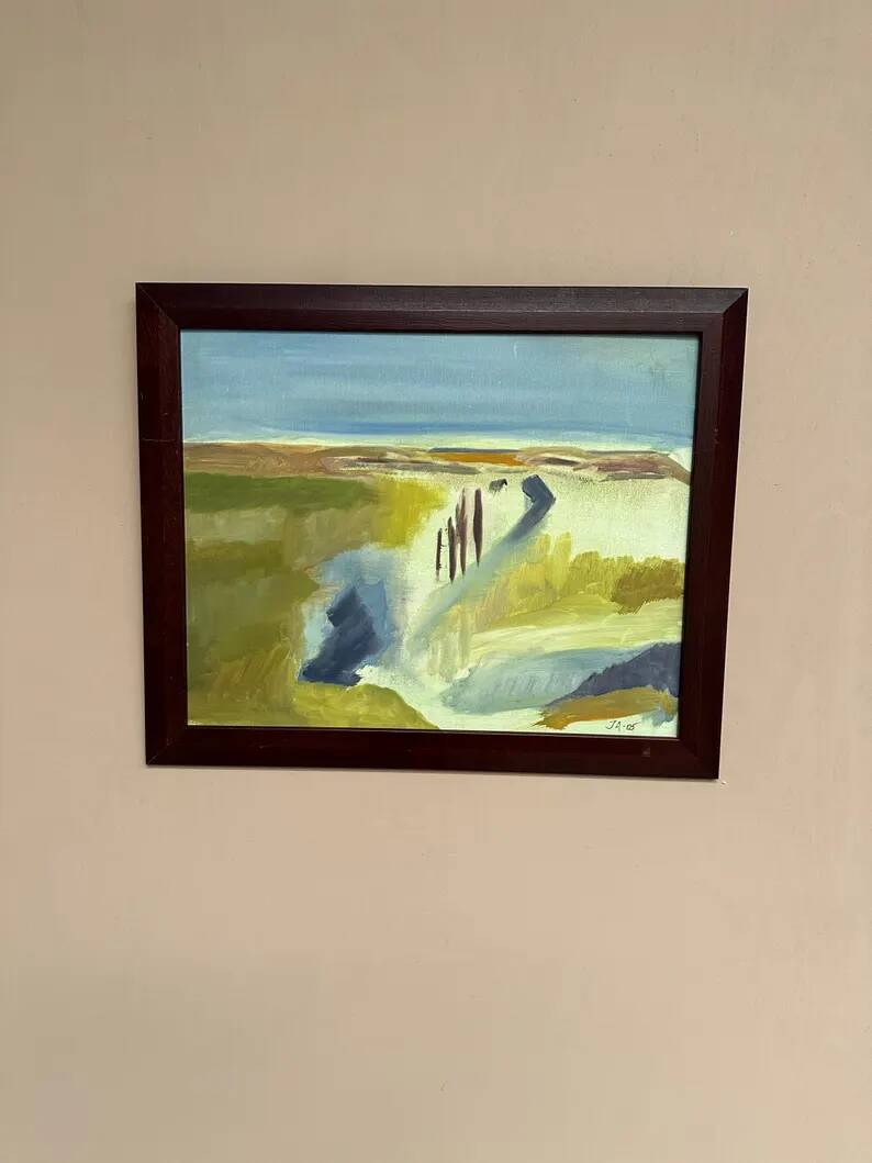 Original Swedish Oil on Panel – “Landscape” by JA 05 – Vintage & Framed – 58 × 48 cm (22.8" x 18.8")