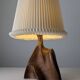 Sculptural table lamp in carved olive wood, organic modern 1970s