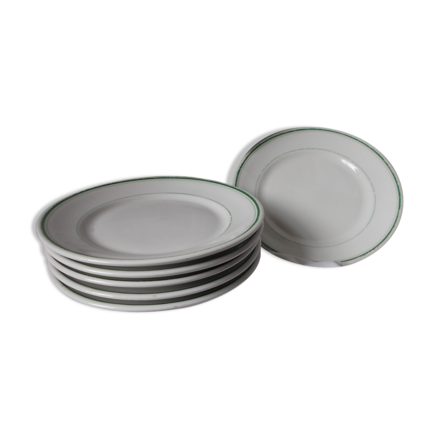 Lot de 6 assiettes blanche et verte