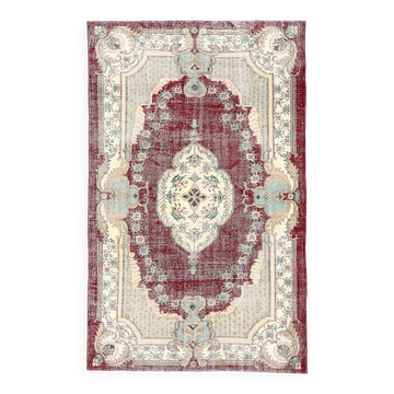 Tapis persan classique rouge vin et beige 7x11, 201x323 cm