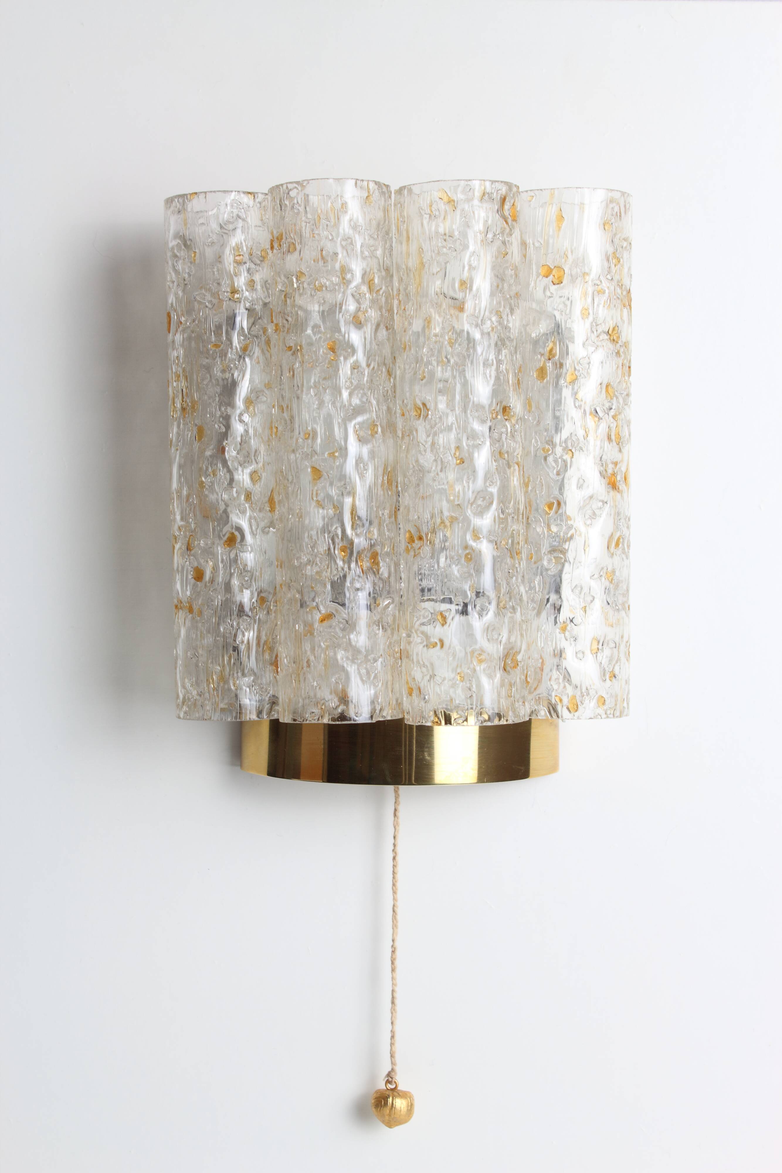 Gold metal and Murano glass wall light by DORIA, 1970s.