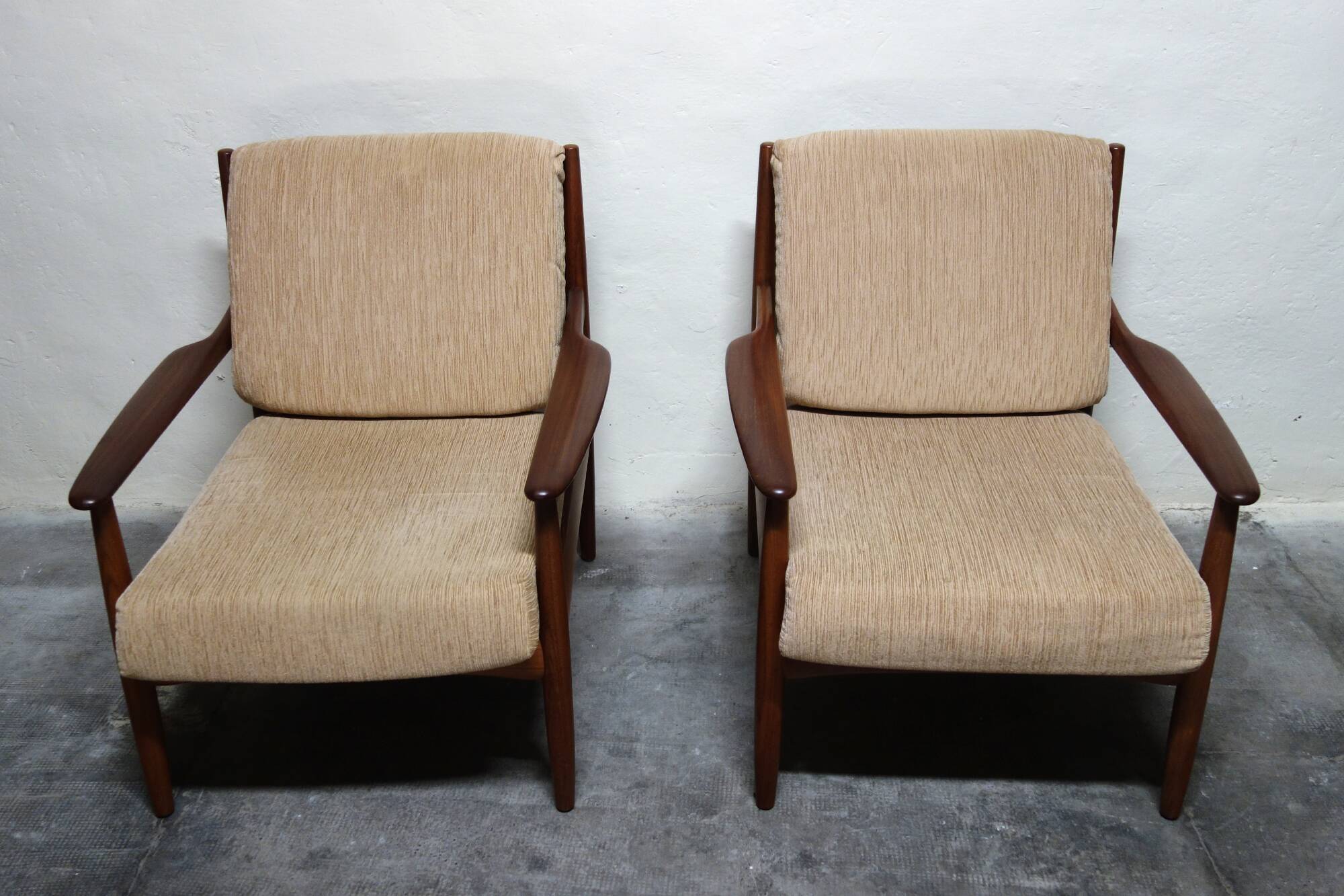 Pair of Scandinavian teak armchairs from the 60s