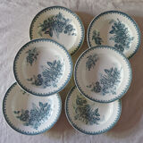Lot 6 assiettes creuses anciennes terre de fer St Amand modèle Margot