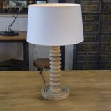 Large brutalist table lamp in beech