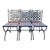 Suite de 6 chaises de jardin – Style méditerranéen années 1980 – Fer forgé