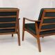 Pair of Scandinavian style armchairs, red velvet fir fabric 60s