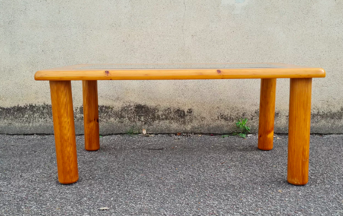 Italian pine and glass coffee table
