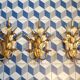 Trio d'appliques italiennes épi de blé en fer doeé