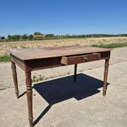 Antique French kitchen table 127 x 83 cm with drawer rustic