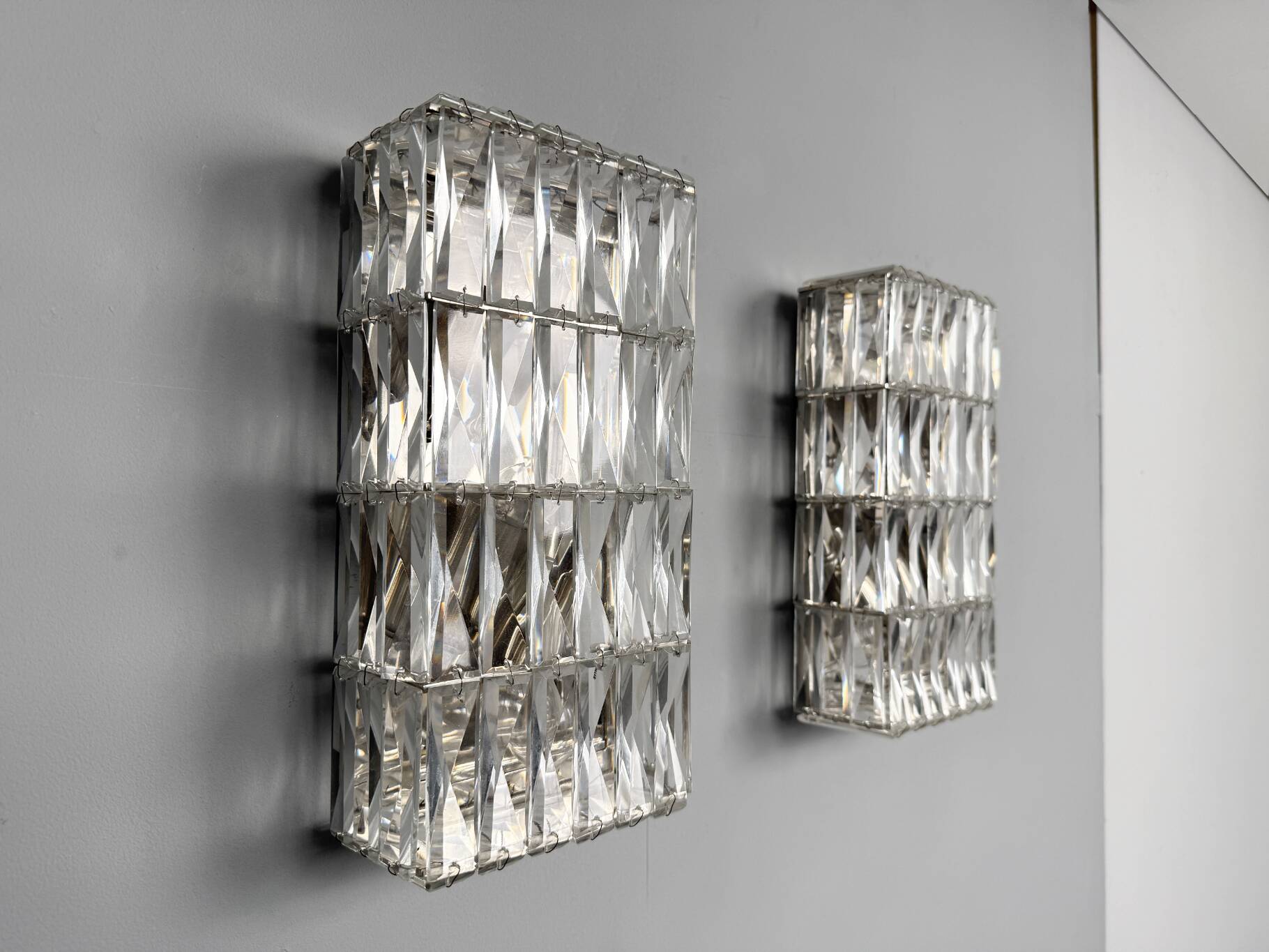 Pair of wall sconces, crystal glass by Bakalowits & Söhne, Austria, 1960s