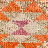 Tapis runner kilim vintage, style bohème, tons orange, rose et lilas pastel