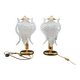 Set of 2 Murano glass table lamps transparent leaves