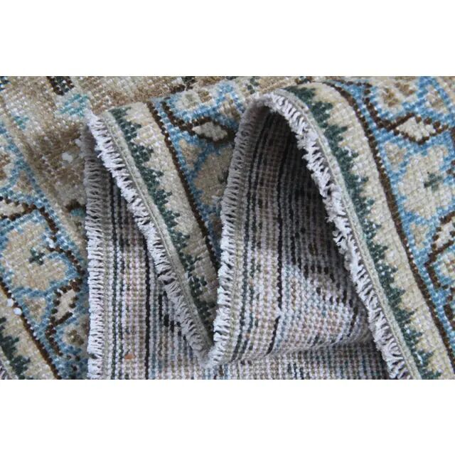 1970s Vintage Persian Handmade Wool Cotton Beige Area Rug 287x384